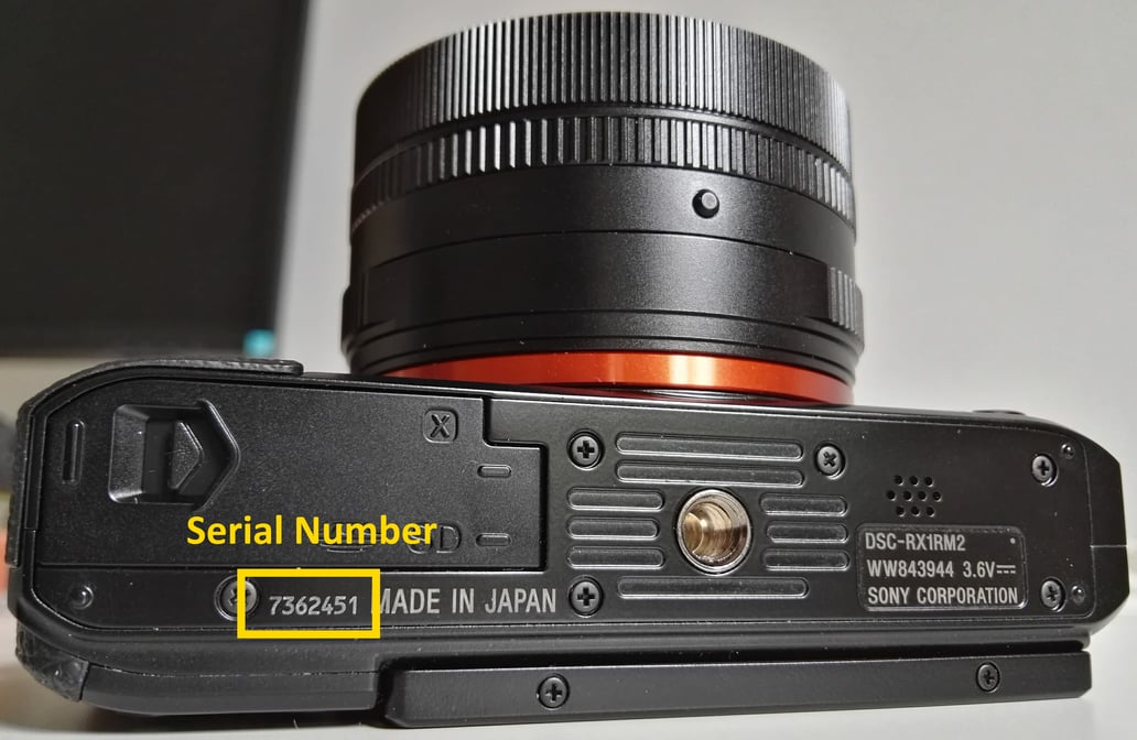 how to find serial number on sony camera